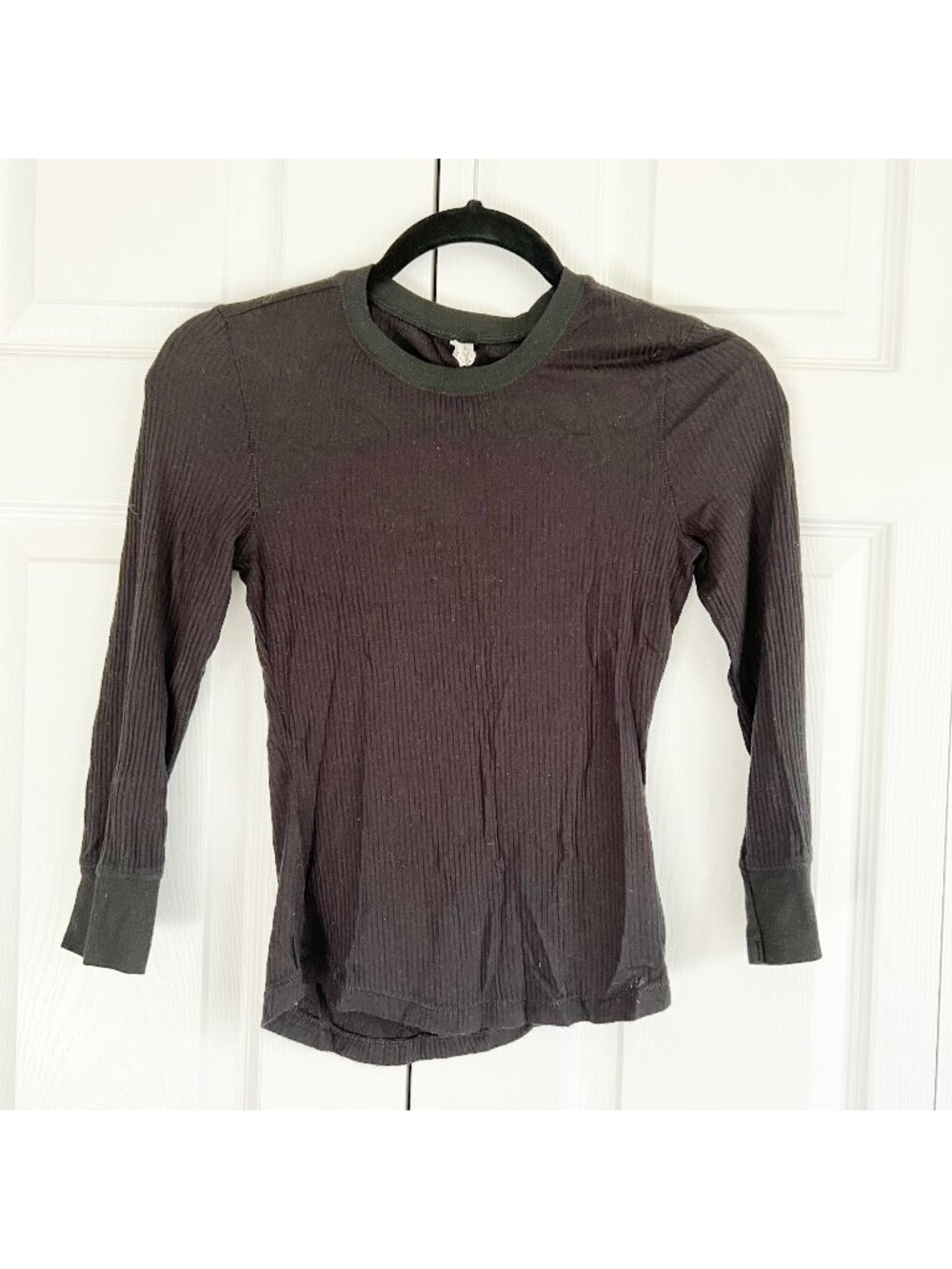 Free People Black Fitted Ribbed Long Sleeve Shirt Women's Size X-Small XS